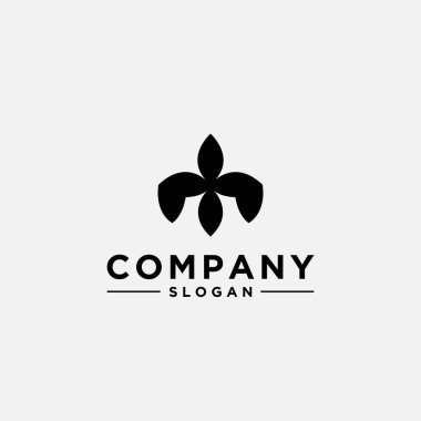 Siyah süslemeli çiçek simgesiyle logo tasarım şablonu