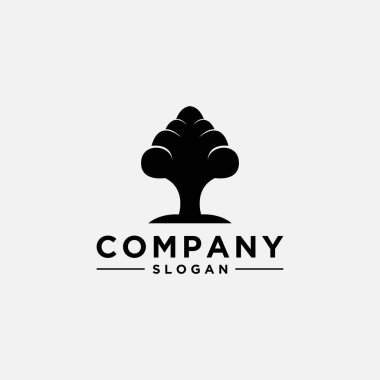 Siyah ağaç simgesiyle logo tasarım şablonu