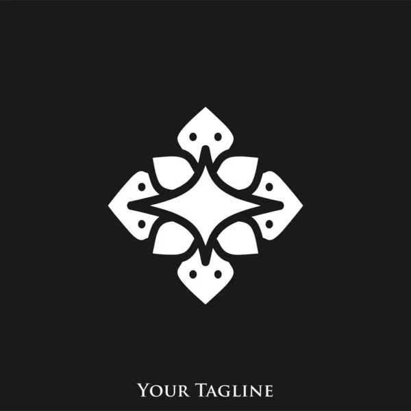 Modelo Design Logotipo Com Ícone Preto Branco Forma Luxo Ornamental — Vetor de Stock