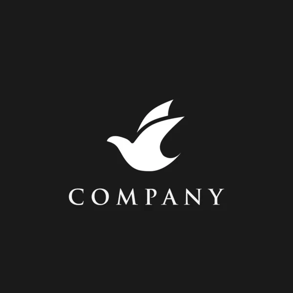Modelo Design Logotipo Com Ícone Pássaro Bonito Preto Branco — Vetor de Stock