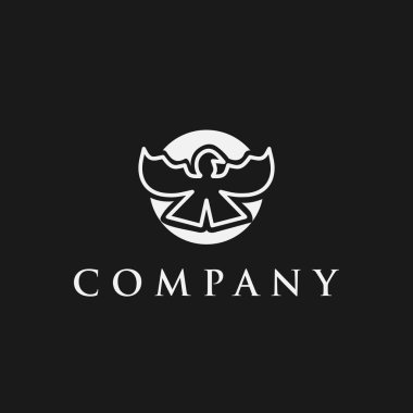 Logo tasarım şablonu, siyah beyaz şirin bir kartal simgesi