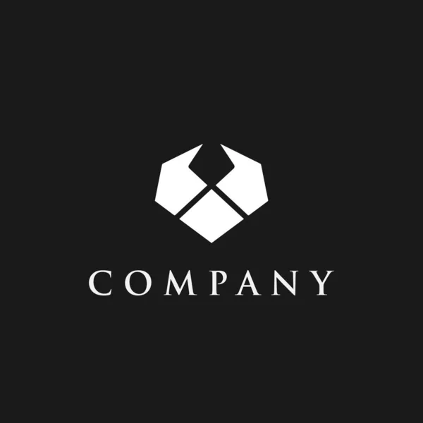 Szablon Projektu Logo Geometryczną Prostą Ikoną Rogu Czarno Biały — Wektor stockowy
