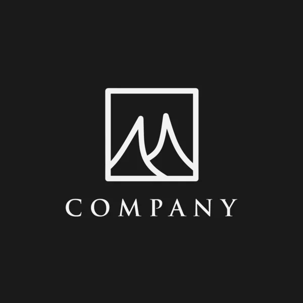 Logo Design Template Black White Mountain Line Art Icon — Stock Vector