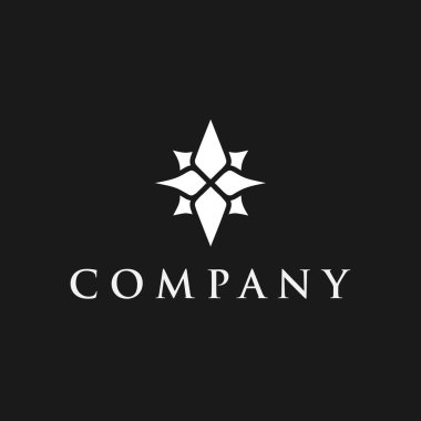 Siyah ve beyaz retro yıldız yaprak simgesiyle logo tasarım şablonu