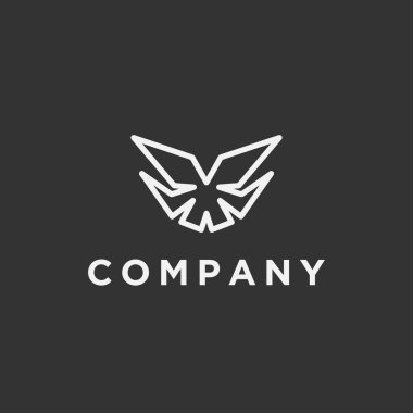 Siyah ve beyaz kanat simgesiyle logo tasarım şablonu