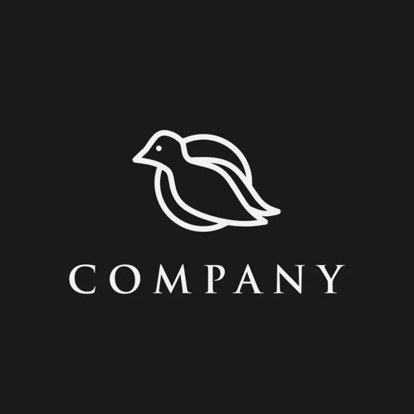 黒と白のラインアート鳥のアイコンとロゴデザインテンプレート — ストックベクタ