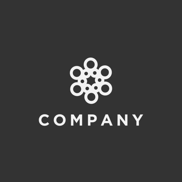 Plantilla Diseño Logotipo Con Iconos Círculo Ornamental Blanco Negro — Vector de stock