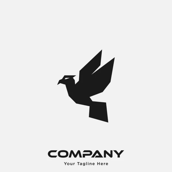 Modelo Design Logotipo Com Ícones Pássaros Geométricos Pretos —  Vetores de Stock
