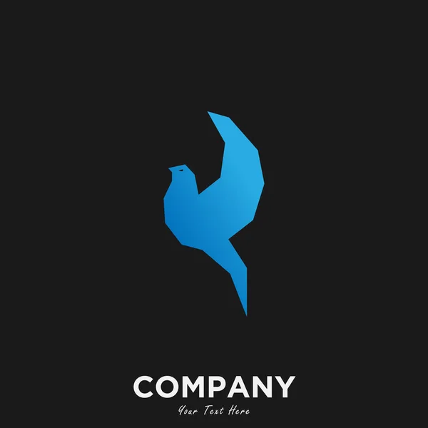 Plantilla Diseño Del Logo Con Icono Pájaro Azul Minimalista — Vector de stock