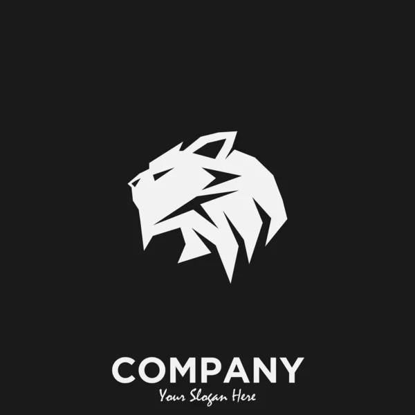 Plantilla Diseño Logotipo Con Icono León Geométrico Blanco Negro — Vector de stock