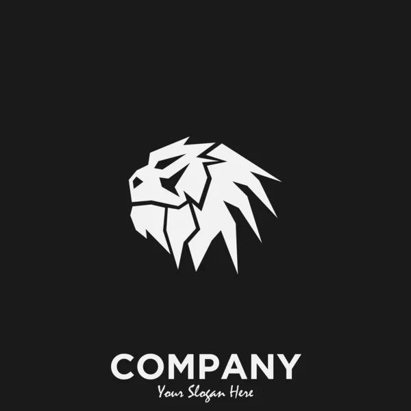 Plantilla Diseño Logotipo Con Icono León Geométrico Blanco Negro — Vector de stock