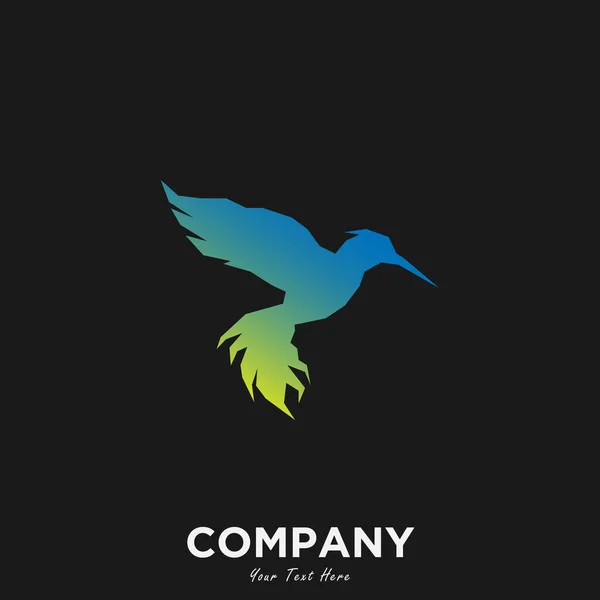 Plantilla Diseño Del Logo Con Icono Pájaro Azul Minimalista — Vector de stock