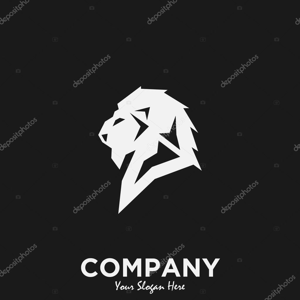 Logo design template, with a geometric lion icon in black and white