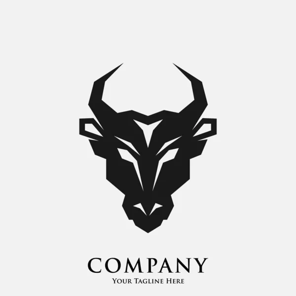 Plantilla Diseño Logotipo Con Icono Cabeza Geométrica Búfalo Negro — Vector de stock