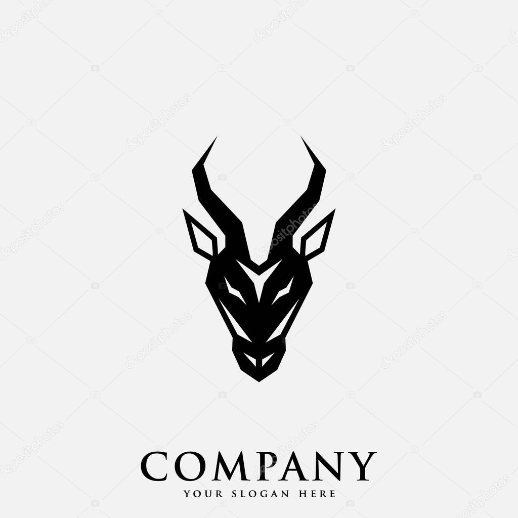 Logo design template, with black antelope icon