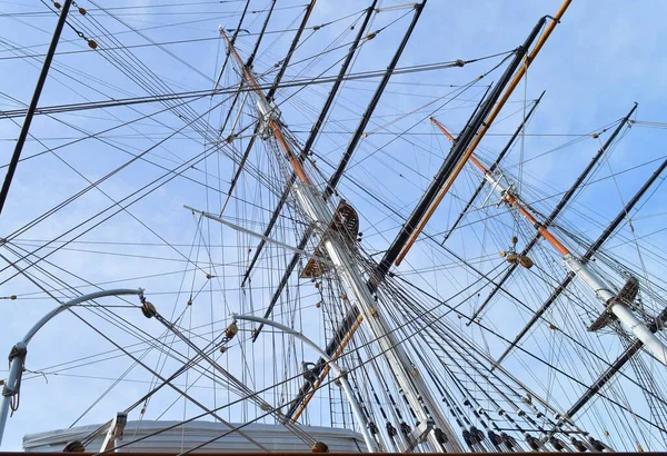 Mast of an on old sail ship waiting to set sail