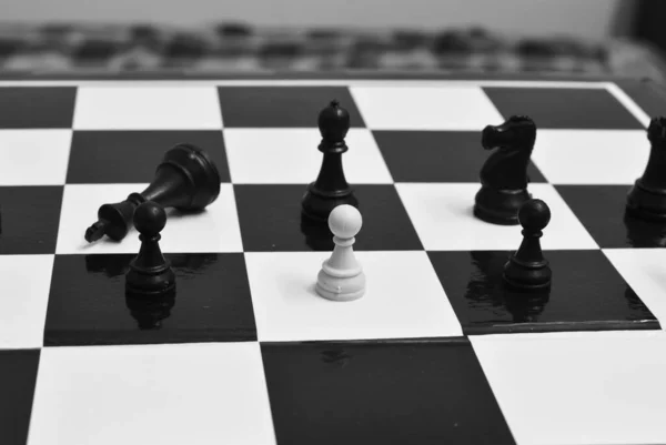 Image Chessboard White Pawn Being Reason Check Mate Image Represents — Stock Photo, Image