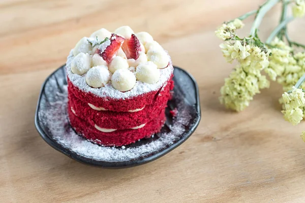 Thai Kuchen Samt Roter Torte Kekse Mit Rotem Kuchen Auf — Stockfoto