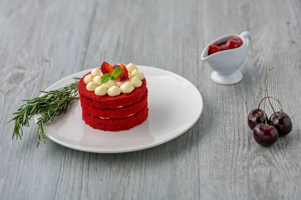Thai Kuchen Samt Roter Torte Kekse Mit Rotem Kuchen Auf — Stockfoto
