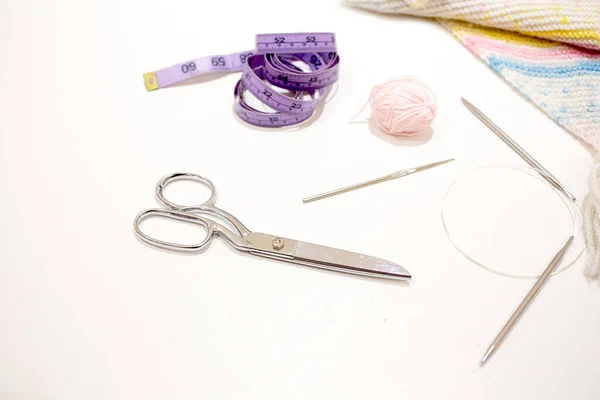 Knitting Equipment Knitting Wooden Knitting Needles Selective Focus Asia — Stock Photo, Image
