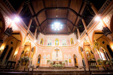 Ülkedeki çok güzel Hıristiyan mekanları. Kusursuz Gebelik Katedrali, Chanthaburi Tayland. 18 Şubat 2019