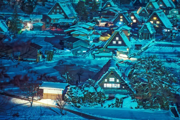 Ландшафт Японії Ширакаваго Світло Історичне Село Сіракаваго Взимку Сіракава Село — стокове фото