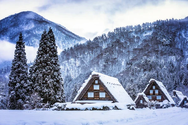 Пейзаж Японии Свет Ширакаваго Историческая Деревня Ширакаваго Зимой Япония — стоковое фото