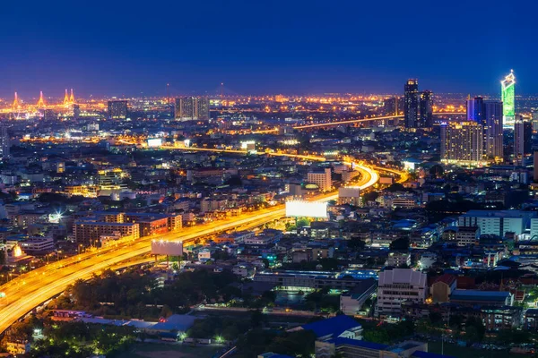 Bangkok City Scape Autopista Bangkok Forma Hermoso Puente Bhumibol Paisajes —  Fotos de Stock