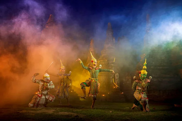 Ramayana Battle Rama Prangsorn Thailand Culture Dancing Art Masked Khon — стоковое фото