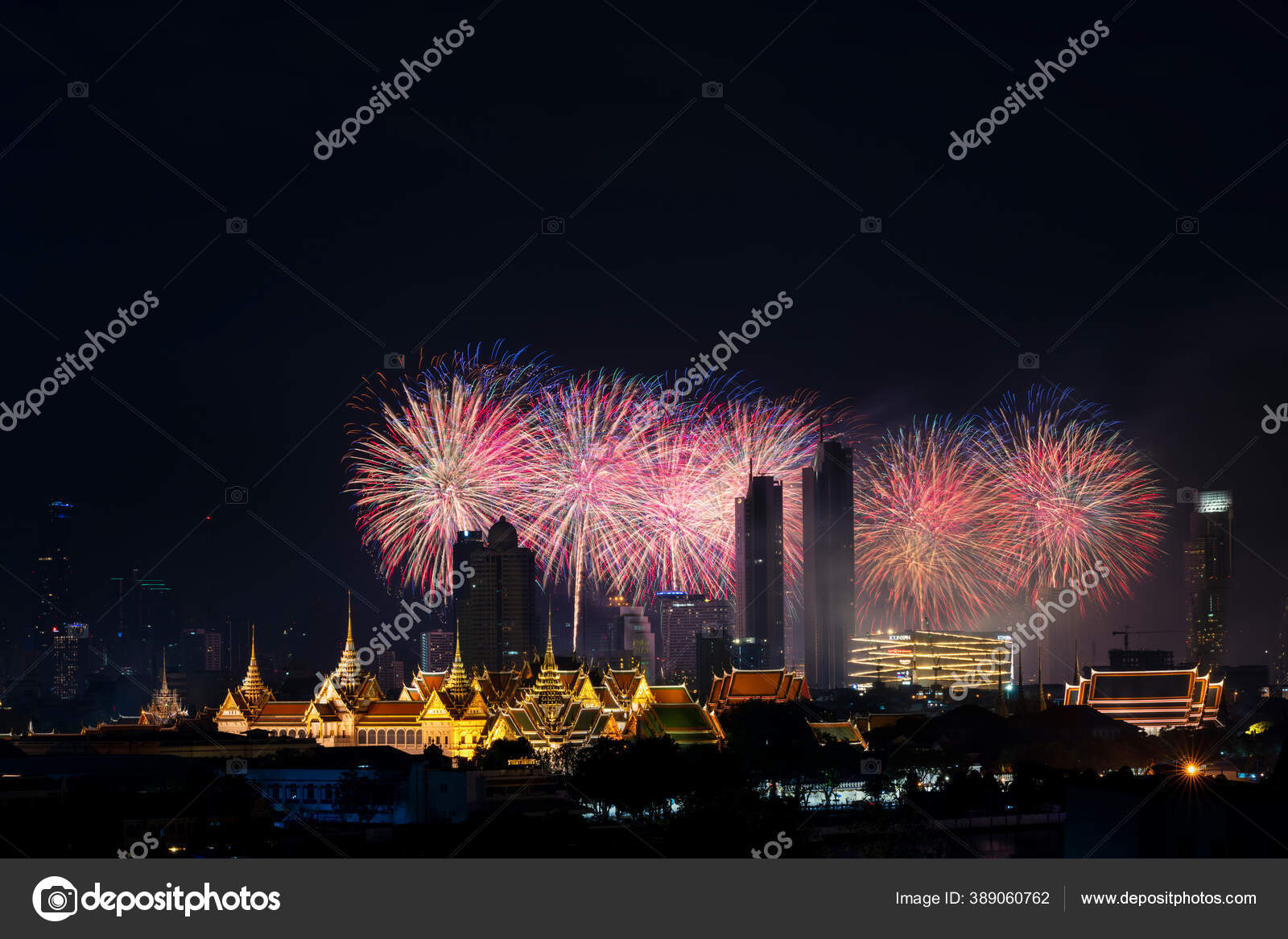 Cidade Banguecoque Fogos Artificio Celebracao Distrito Negocios Banguecoque Tailandia Feliz Fotografia De Stock Editorial C Pompjaideaw 389060762