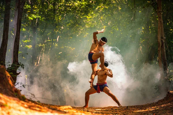 Wai Kru Boxe Lutando Natureza Krapho Tha Tum District Surin — Fotografia de Stock