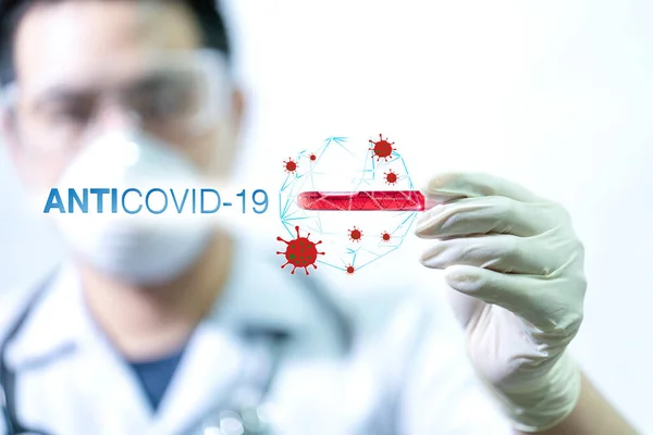 Stop COVID-19 concept. Anti COVID19. The male doctor is making a stop sign to stop the virus by hand. Doctors holding Coronavirus 2019-nCoV Stop that cause mysterious viral in China.