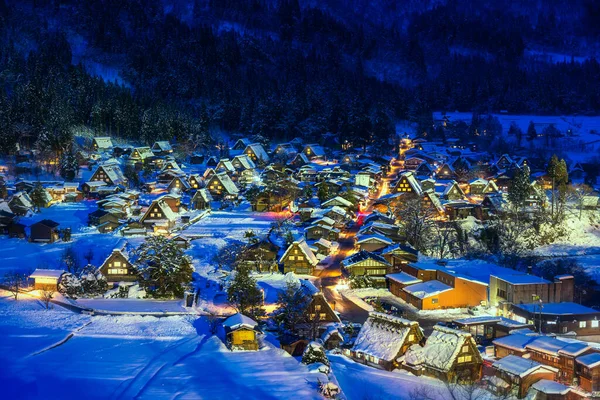 The landscape of Japan. Shirakawago twightlight. Historic Village of Shirakawago in winter, Japan.