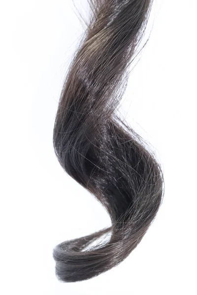 Pedaço Cabelo Preto Fundo Isolado Branco — Fotografia de Stock