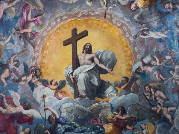 Ravenna Italia Toukokuuta 2018 Katedraalikappelin Katto Maalattu Jeesuksen Kristuksen Kuvalla — kuvapankkivalokuva