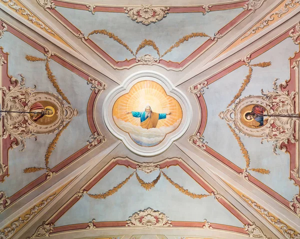 Offagna Italy April 2018 Ceiling Cathedral Chapel Painted Image God — Stock Photo, Image