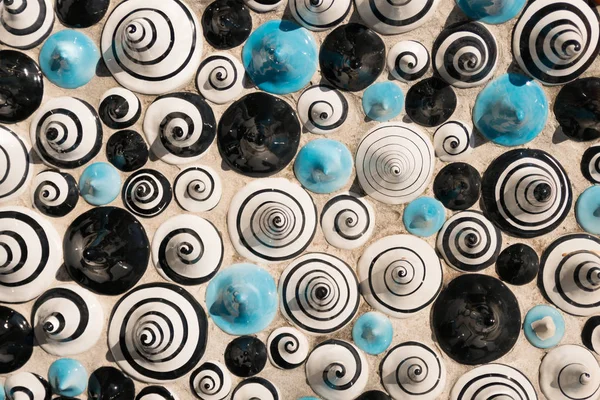 Textura Cerámica Forma Conos Pintados Con Figuras Espirales — Foto de Stock