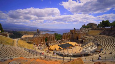 Antik Yunan tiyatro Taormina, Sicilya, İtalya.