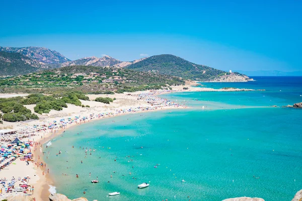 Panorama Vidunderlige Strande Chia Sardinien Italien - Stock-foto