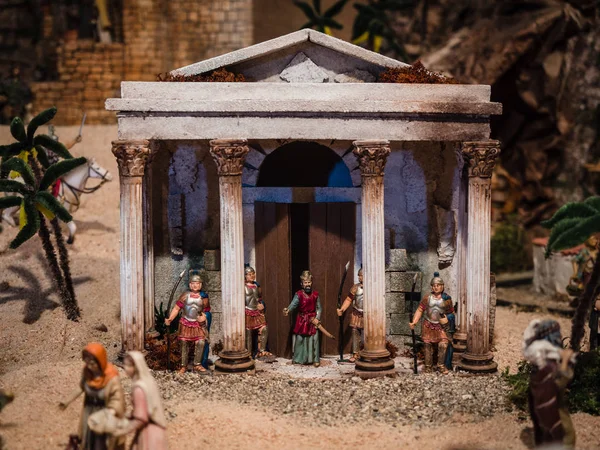 Sochy Římských Vojáků Vánoční Betlém — Stock fotografie