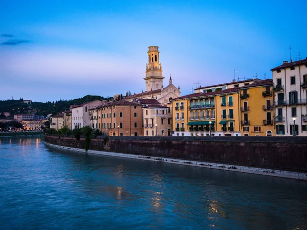 Panorama Verona Och Adige River Vid Solnedgången — Stockfoto