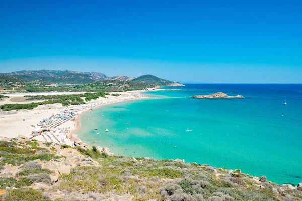 Panorama Vidunderlige Strande Chia Sardinien Italien - Stock-foto