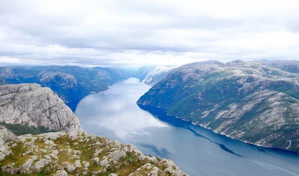 Vue Imprenable Sur Lysefjord Depuis Sentier Qui Mène Sommet Rocher — Photo