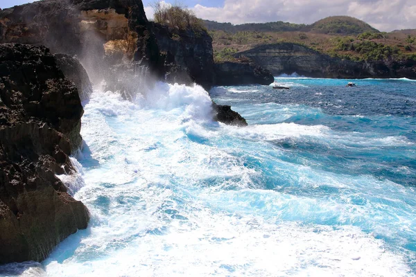 Indische Meereswellen Treffen Auf Die Klippen Angel Billabong Point Einem — Stockfoto