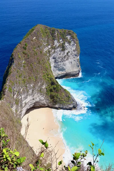 Vista Principal Playa Kelingking Uno Los Lugares Más Increíbles Isla —  Fotos de Stock
