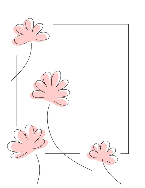 Vectorbestand Met Wenskaart Met Hand Getekende Roze Bloemen Afbeeldingen — Stockfoto