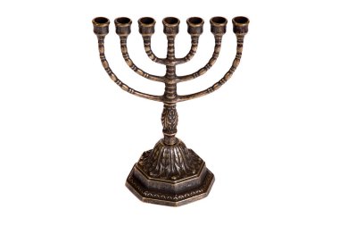 Ritüel menorah şamdan beyaz arka plan üzerinde