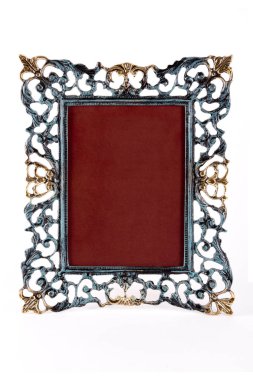 Vintage Altın ve maviyi fotoğraf çerçeveleri beyaz arka plan üzerinde