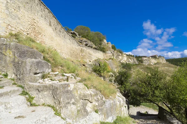 Rovine Dell Antica Città Rupestre Chufut Kale — Foto Stock