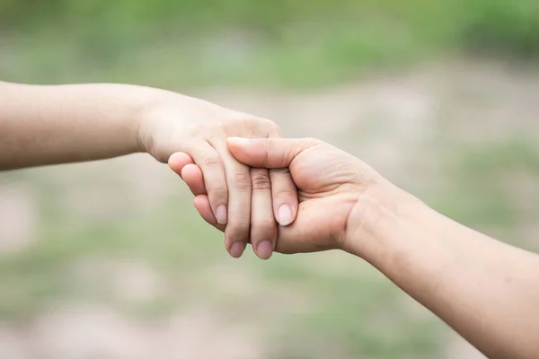 Couples Holding Hands Valentine Dayon Blurred Natural Outdoor Background — Stock Photo, Image